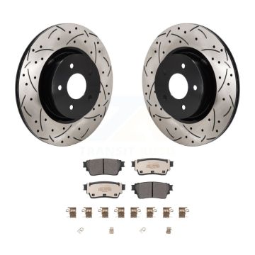 Rear Drilled Slot Brake Rotors Semi-Metallic Pad Kit For Mitsubishi Outlander Nissan QX60 KDF-101387