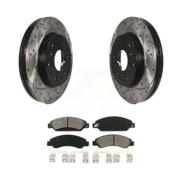 Front Drilled Slot Brake Rotor Semi-Metallic Pad Kit For Chevrolet Avalanche Cadillac GMC KDS-100002