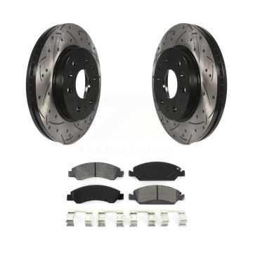 Front Drill Slot Brake Rotor Semi-Metallic Pad Kit For GMC Sierra 1500 Chevrolet Cadillac KDS-100003