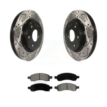 Front Drill Slot Brake Rotor Semi-Metallic Pad Kit For GMC Acadia Buick Enclave Chevrolet KDS-100004