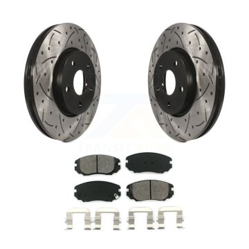 Front Drill Slot Disc Brake Rotor Semi-Metallic Pad Kit For Chevrolet Equinox GMC Terrain KDS-100005