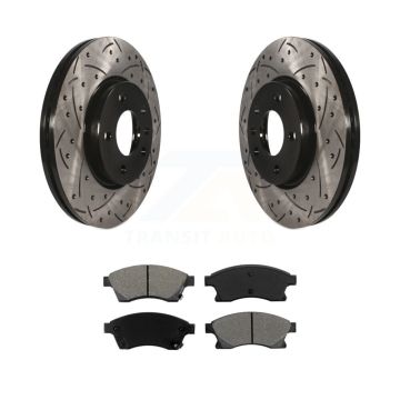 Front Coated Drill Slot Disc Brake Rotor Semi-Metallic Pad Kit For 2012-2013 Buick Verano KDS-100010