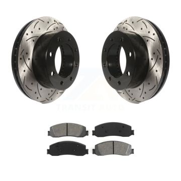Front Drilled Slot Brake Rotors Semi-Metallic Pad Kit For Ford F-350 Super Duty F-250 4WD KDS-100012