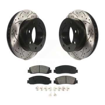 Front Drilled Slot Brake Rotors Semi-Metallic Pad Kit For Ford F-250 Super Duty F-350 4WD KDS-100013
