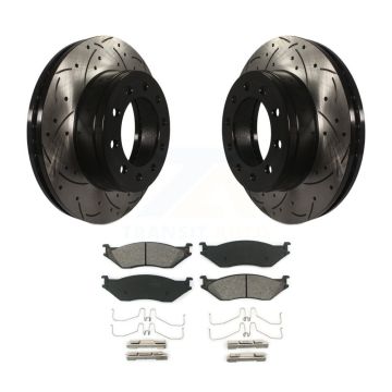 Front Drill Slot Brake Rotors Semi-Metallic Pad Kit For Ford F-450 Super Duty F-550 CF500 KDS-100014