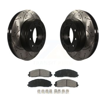 Front Drilled Slot Disc Brake Rotor Semi-Metallic Pad Kit For Ford F-350 Super Duty F-250 KDS-100015