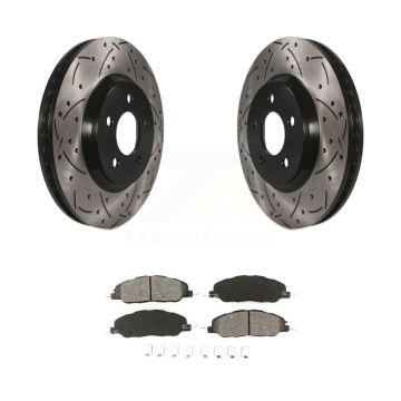 Front Coated Drilled Slotted Disc Brake Rotors And Semi-Metallic Pad Kit For Ford Mustang KDS-100016