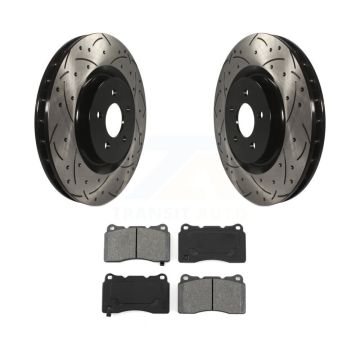 Front Coated Drilled Slotted Disc Brake Rotors And Semi-Metallic Pad Kit For Ford Mustang KDS-100017