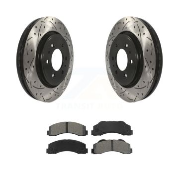 Front Drill Slot Disc Brake Rotor Semi-Metallic Pad Kit For Ford F-150 Expedition Lincoln KDS-100019