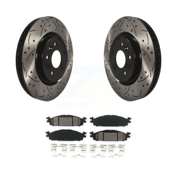 Front Drill Slot Brake Rotors Semi-Metallic Pad Kit For Ford Explorer Flex Taurus Lincoln KDS-100022