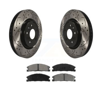 Front Coat Drill Slot Disc Brake Rotor Semi-Metallic Pad Kit For 2013 Ford Explorer Sport KDS-100023
