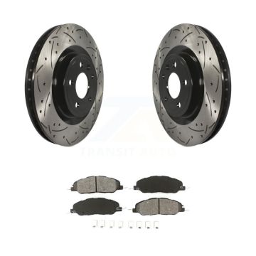 Front Coated Drilled Slotted Disc Brake Rotors And Semi-Metallic Pad Kit For Ford Mustang KDS-100025