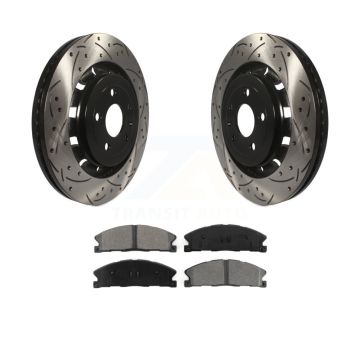 Front Drilled Slot Brake Rotor Semi-Metallic Pad Kit For Ford Explorer Flex Taurus Police KDS-100027