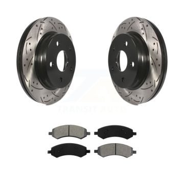 Front Drilled Slot Brake Rotors Semi-Metallic Pad Kit For Ram 1500 Classic Dodge Chrysler KDS-100032