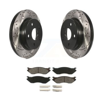 Front Coated Drill Slot Disc Brake Rotor Semi-Metallic Pad Kit For Dodge Ram 1500 Durango KDS-100033