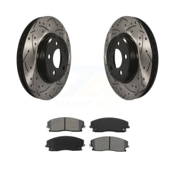 Front Drill Slot Brake Rotors Semi-Metallic Pad Kit For Dodge Chrysler 300 Charger Magnum KDS-100034