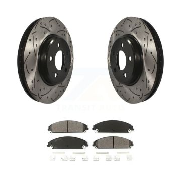 Front Coated Drill Slot Disc Brake Rotors Semi-Metallic Pad Kit For 2019 Dodge Charger GT KDS-100035