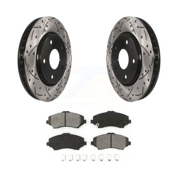 Front Drill Slot Brake Rotor Semi-Metallic Pad Kit For Dodge Grand Caravan Journey Town & KDS-100040
