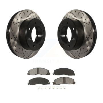 Front Coat Drill Slot Disc Brake Rotor Semi-Metallic Pad Kit For Ram 3500 2500 1500 Dodge KDS-100042