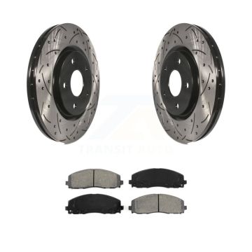 Front Drill Slot Brake Rotor Semi-Metallic Pad Kit For Dodge Grand Caravan Journey Town & KDS-100045