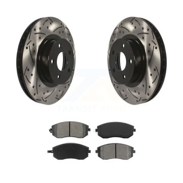 Front Drilled Slot Brake Rotors Semi-Metallic Pad Kit For Subaru Impreza Legacy Saab 9-2X KDS-100051