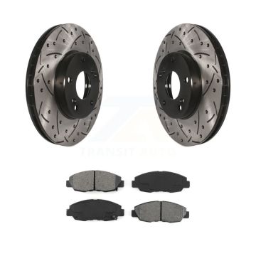 Front Drill Slot Disc Brake Rotor Semi-Metallic Pad Kit For 2014-2015 Honda Civic Touring KDS-100052