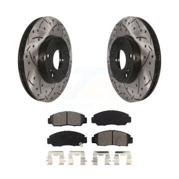 Front Drill Slot Disc Brake Rotors Semi-Metallic Pad Kit For Honda Civic Accord Acura CSX KDS-100057