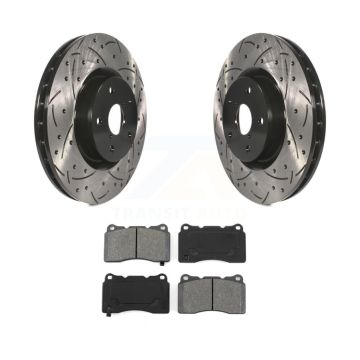 Front Coated Drill Slot Disc Brake Rotor Semi-Metallic Pad Kit For Subaru Impreza WRX STI KDS-100063