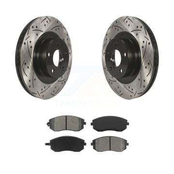 Front Drilled Slot Brake Rotors Semi-Metallic Pad Kit For Subaru Outback Forester Impreza KDS-100068