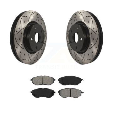 Front Drill Slot Brake Rotors Semi-Metallic Pad Kit For Subaru Outback WRX Legacy Tribeca KDS-100069