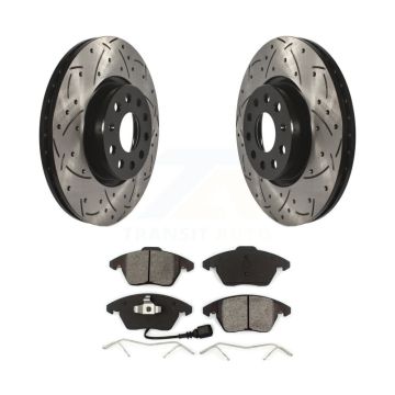 Front Drilled Slot Brake Rotor Semi-Metallic Pad Kit For Volkswagen Jetta Beetle Audi GTI KDS-100070