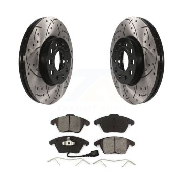 Front Drill Slot Brake Rotors Semi-Metallic Pad Kit For Volkswagen Jetta Golf Beetle Audi KDS-100074