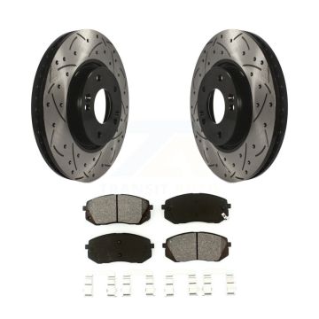 Front Drilled Slot Brake Rotor Semi-Metallic Pad Kit For Hyundai Tucson Kia Sportage Soul KDS-100076