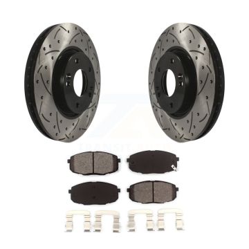 Front Coated Drill Slot Disc Brake Rotors Semi-Metallic Pad Kit For Kia Forte Koup Forte5 KDS-100077