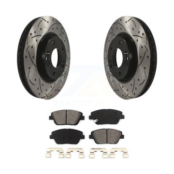 Front Drilled Slot Disc Brake Rotor & Semi-Metallic Pad Kit For Hyundai Sonata Kia Optima KDS-100080
