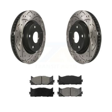 Front Drilled Slot Brake Rotors Semi-Metallic Pad Kit For Toyota Camry Lexus ES350 Avalon KDS-100087