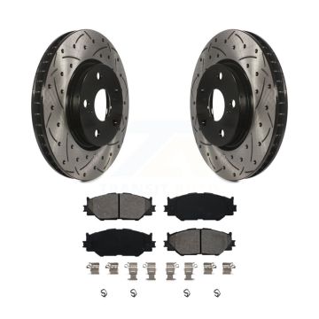 Front Coated Drilled Slotted Disc Brake Rotors And Semi-Metallic Pads Kit For Lexus IS250 KDS-100089