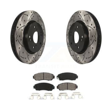 Front Drilled Slot Disc Brake Rotor Semi-Metallic Pad Kit For Honda CR-V Acura RDX Accord KDS-100090