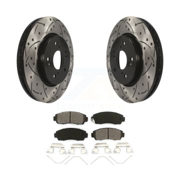 Front Drilled Slot Disc Brake Rotor Semi-Metallic Pad Kit For Honda CR-V Crosstour Accord KDS-100091