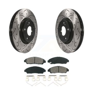 Front Drill Slot Disc Brake Rotor Semi-Metallic Pad Kit For Honda Pilot Acura MDX RLX ZDX KDS-100097