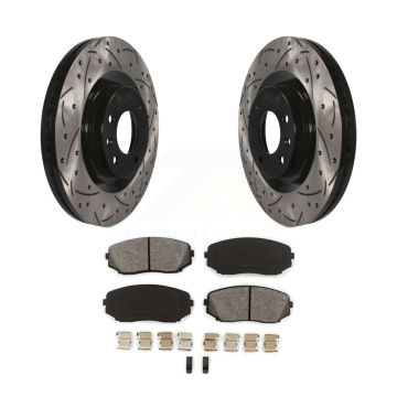 Front Coated Drilled Slot Disc Brake Rotor Semi-Metallic Pad Kit For 2007-2015 Mazda CX-9 KDS-100098