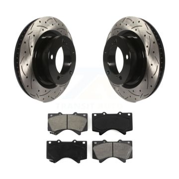 Front Drill Slot Brake Rotors Semi-Metallic Pad Kit For Toyota Tundra Sequoia Lexus LX570 KDS-100099