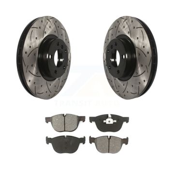 Front Coated Drilled Slotted Disc Brake Rotors And Semi-Metallic Pads Kit For BMW X5 X6 KDS-100101