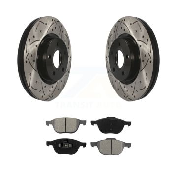 Front Drilled Slot Brake Rotors Semi-Metallic Pad Kit For Ford Escape Volvo C-Max S40 C30 KDS-100102