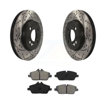 Front Coated Drilled Slotted Disc Brake Rotors And Semi-Metallic Pads Kit For Mini Cooper KDS-100104