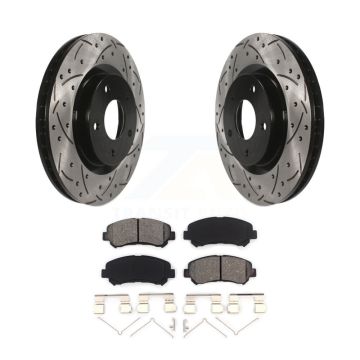 Front Coated Drilled Slot Disc Brake Rotors Semi-Metallic Pad Kit For Nissan Rogue Select KDS-100107