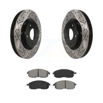 Front Drill Slot Disc Brake Rotors Semi-Metallic Pad Kit For 2007-2012 Nissan Sentra SE-R KDS-100108