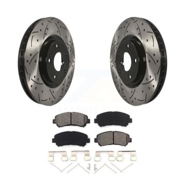Front Coated Drilled Slot Disc Brake Rotor & Semi-Metallic Pad Kit For Nissan Sentra Juke KDS-100109