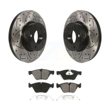 Front Coated Drilled Slotted Disc Brake Rotors And Semi-Metallic Pad Kit For BMW X1 328xi KDS-100110