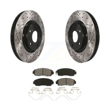Front Coat Drill Slot Disc Brake Rotors Semi-Metallic Pad Kit For 2011-2014 Honda Odyssey KDS-100119